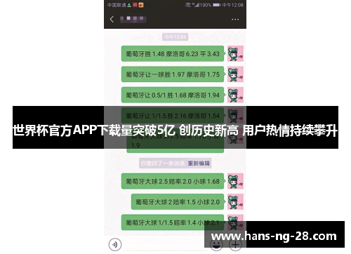 世界杯官方APP下载量突破5亿 创历史新高 用户热情持续攀升
